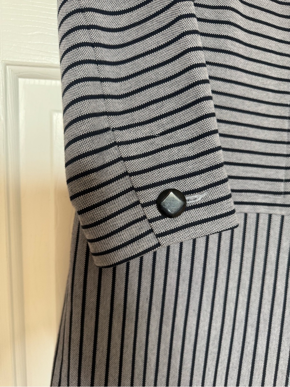 CAbi Black and White Striped Long Sleeve Jacket